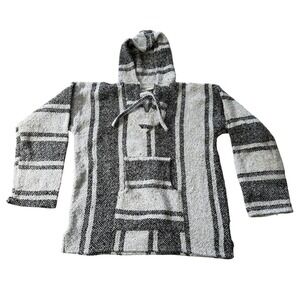 Vintage‎ Artesanias Cuamatzi Baja Hoodie Drug Rug M Mexico Striped 90s Pullover